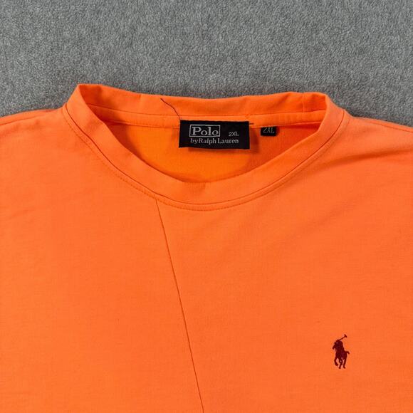 Polo Ralph Lauren Orange Crewneck Stitched Tee Shirt Men's 2XL Short Sleeve - Picture 3 of 8